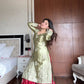 Moss Satin Embroidered Sharara Suit Set for Festive and Wedding Wear