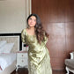 Moss Satin Embroidered Sharara Suit Set for Festive and Wedding Wear