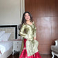 Moss Satin Embroidered Sharara Suit Set for Festive and Wedding Wear