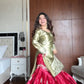 Moss Satin Embroidered Sharara Suit Set for Festive and Wedding Wear