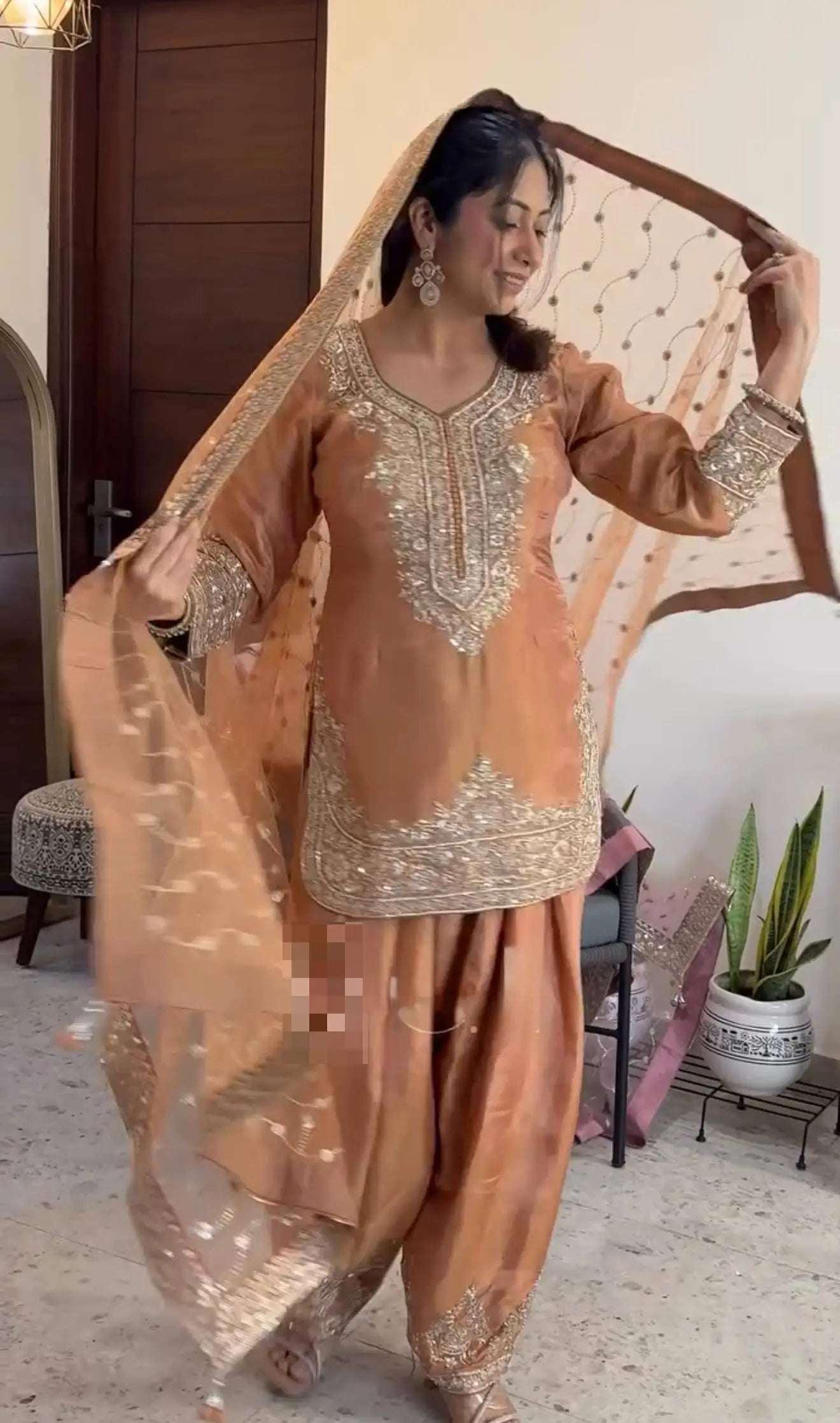 Moss Silk Kurta Farshi Palazzo Set