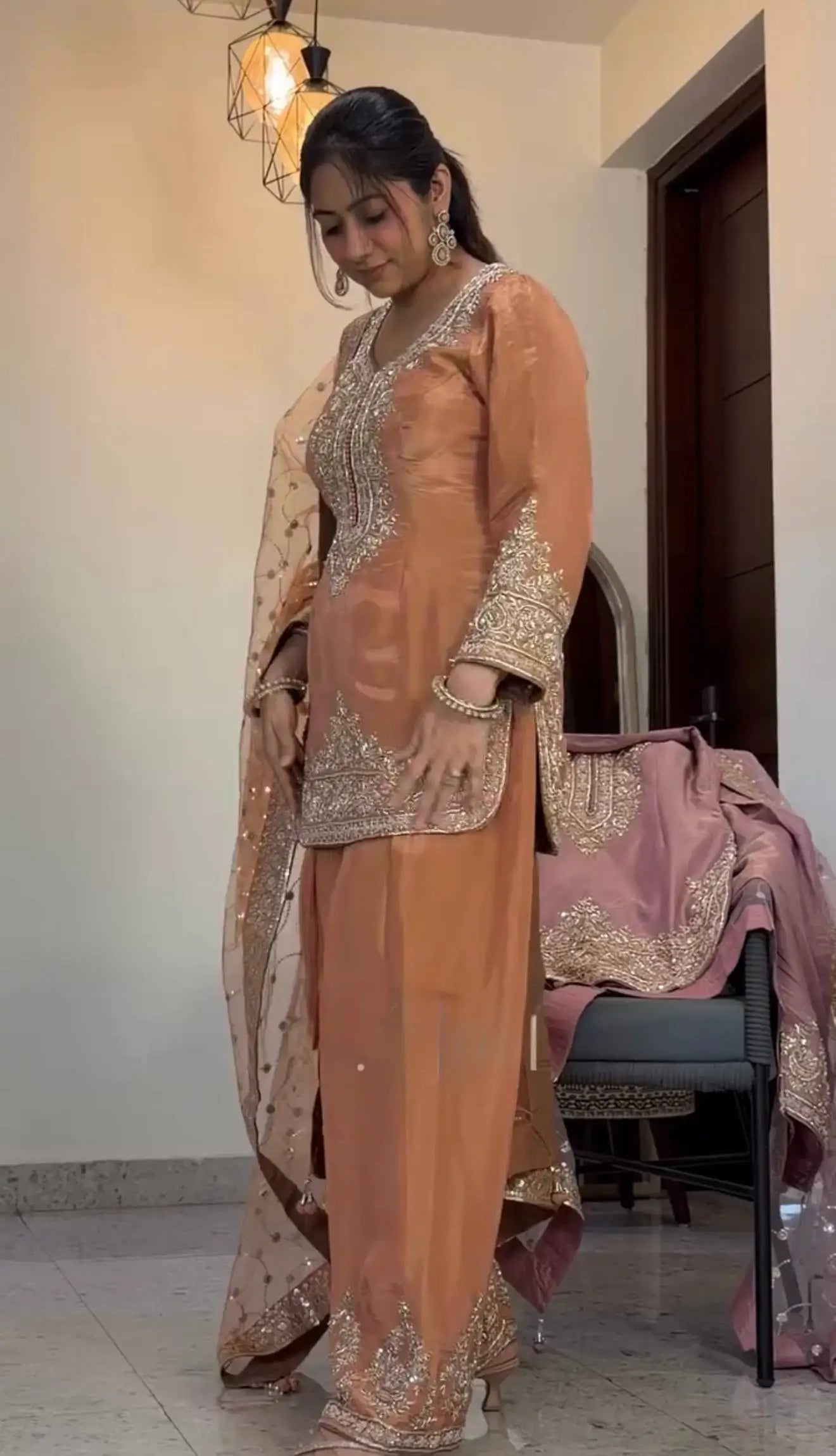 Moss Silk Kurta Farshi Palazzo Set