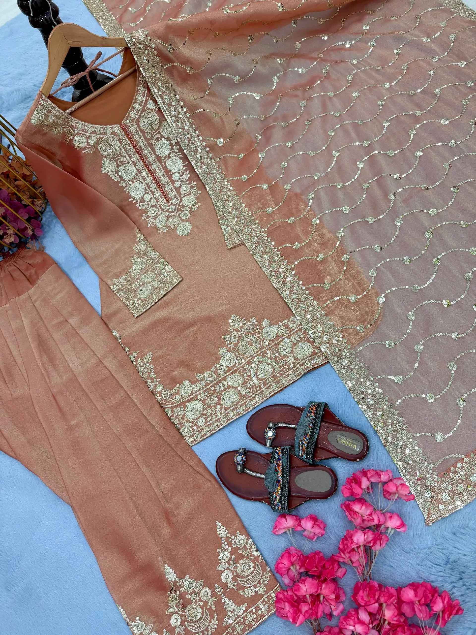 Moss Silk Kurta Farshi Palazzo Set