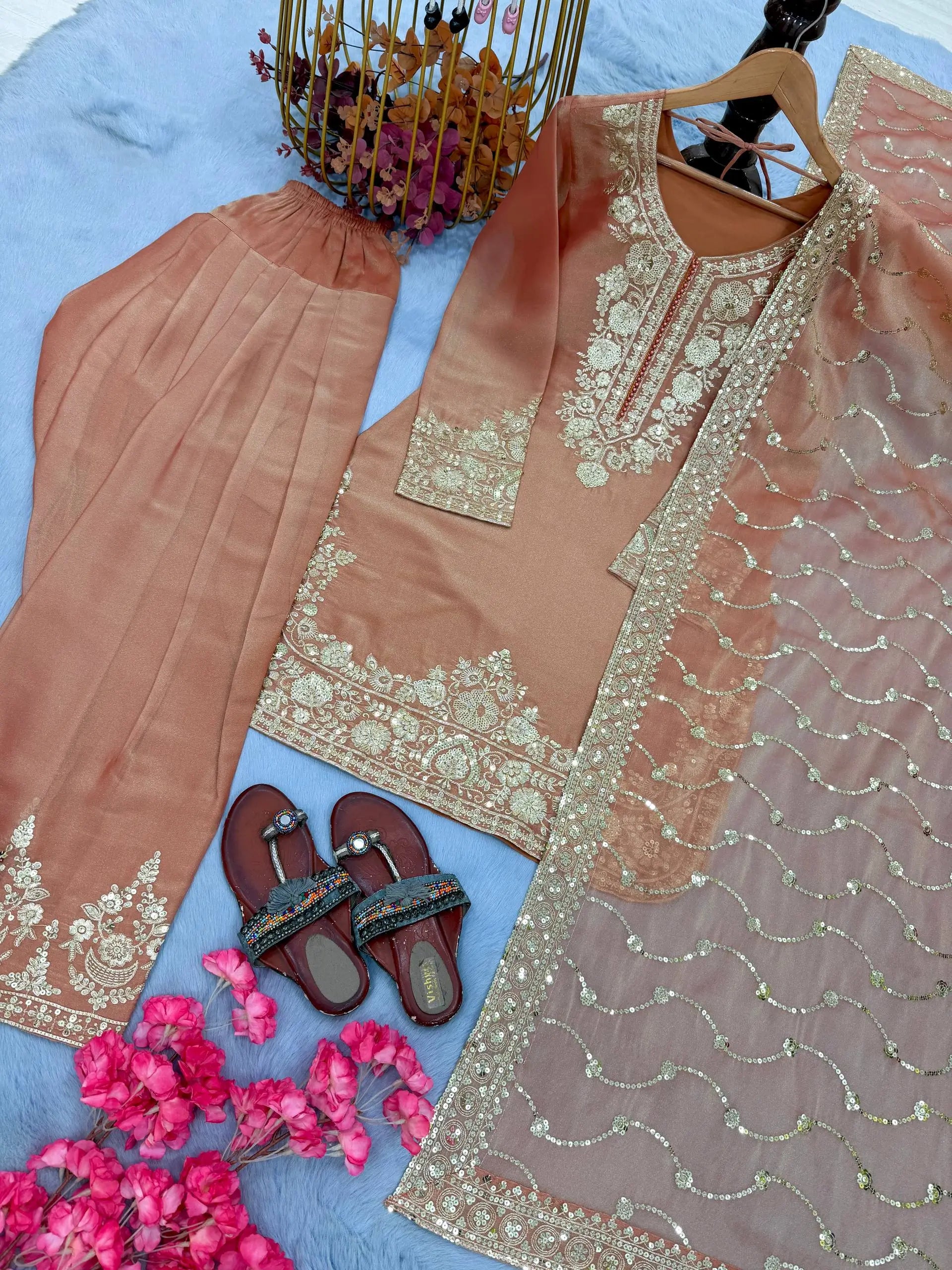 Moss Silk Kurta Farshi Palazzo Set