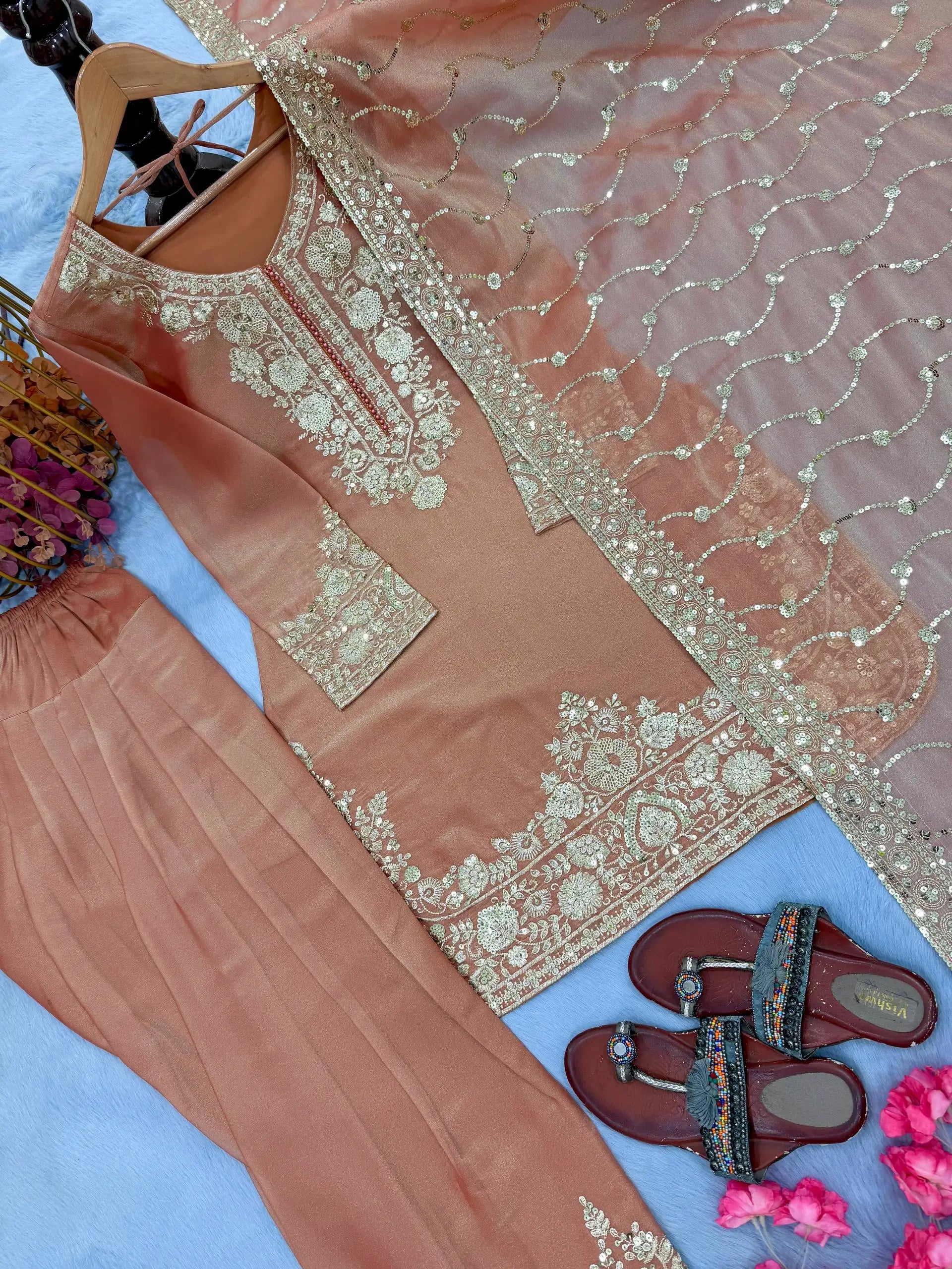 Moss Silk Kurta Farshi Palazzo Set