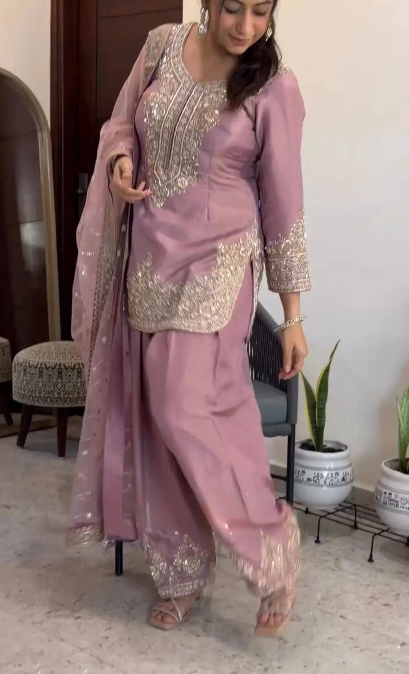 Moss Silk Kurta Farshi Palazzo Set