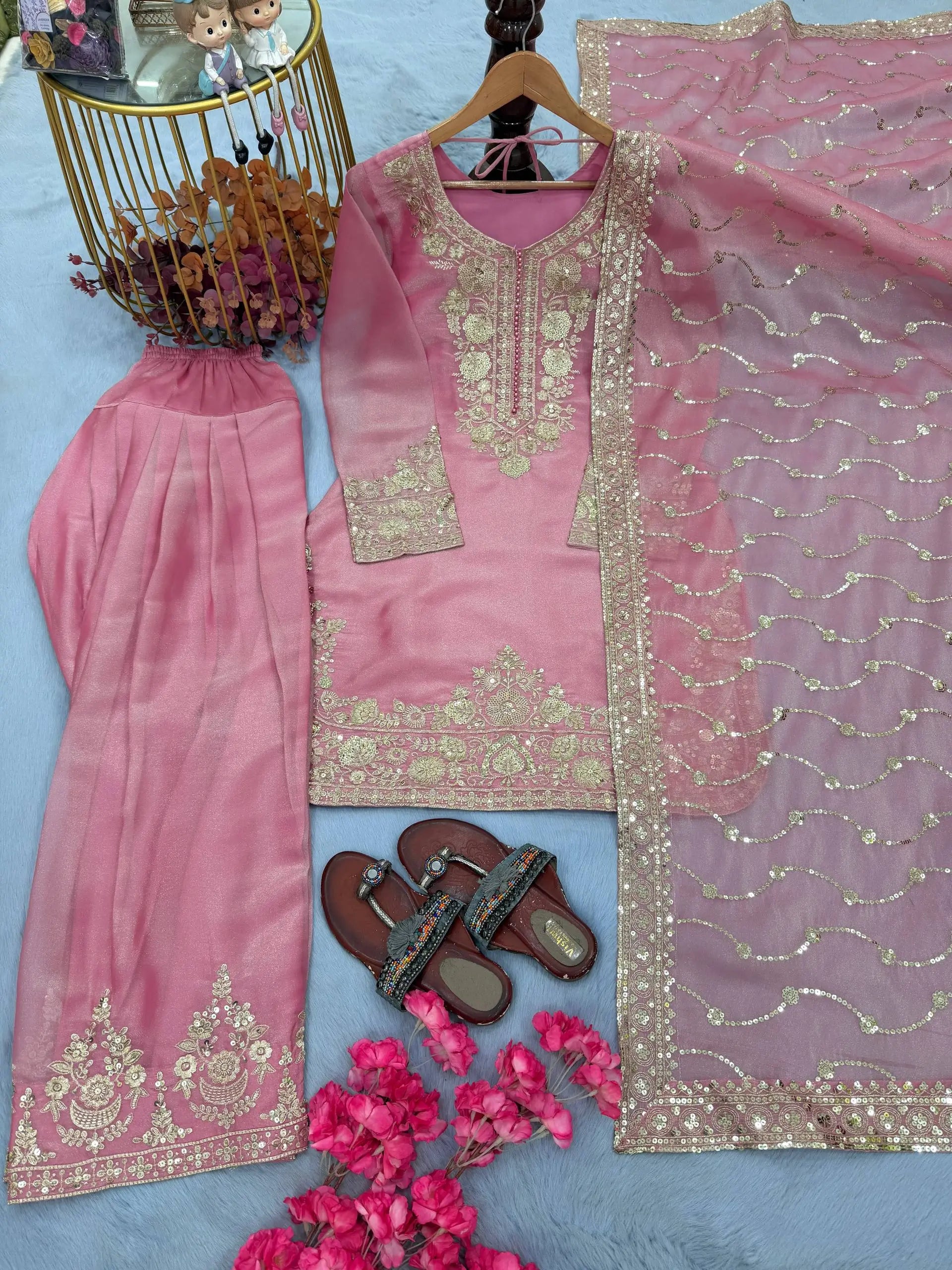 Moss Silk Kurta Farshi Palazzo Set