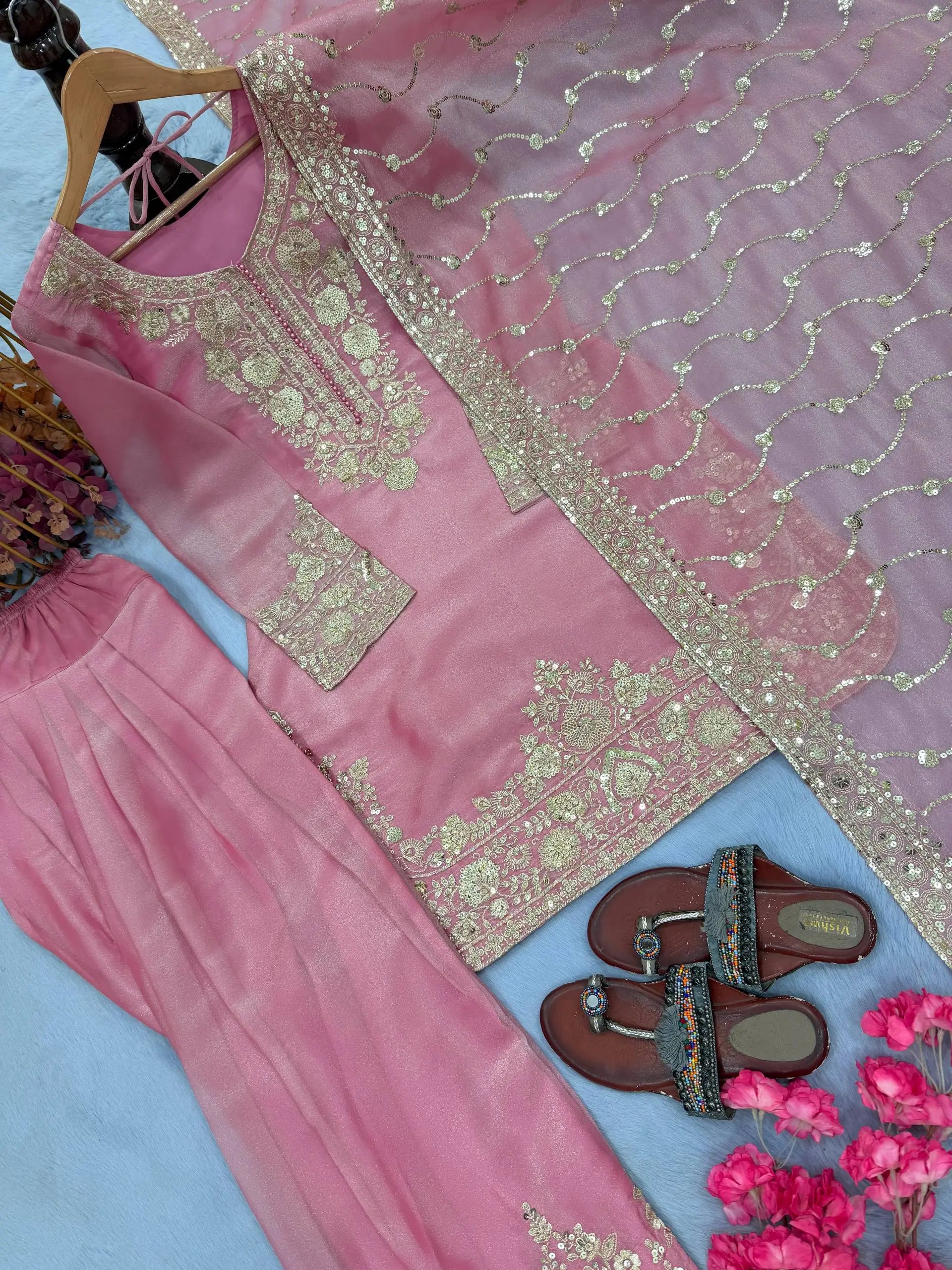 Moss Silk Kurta Farshi Palazzo Set