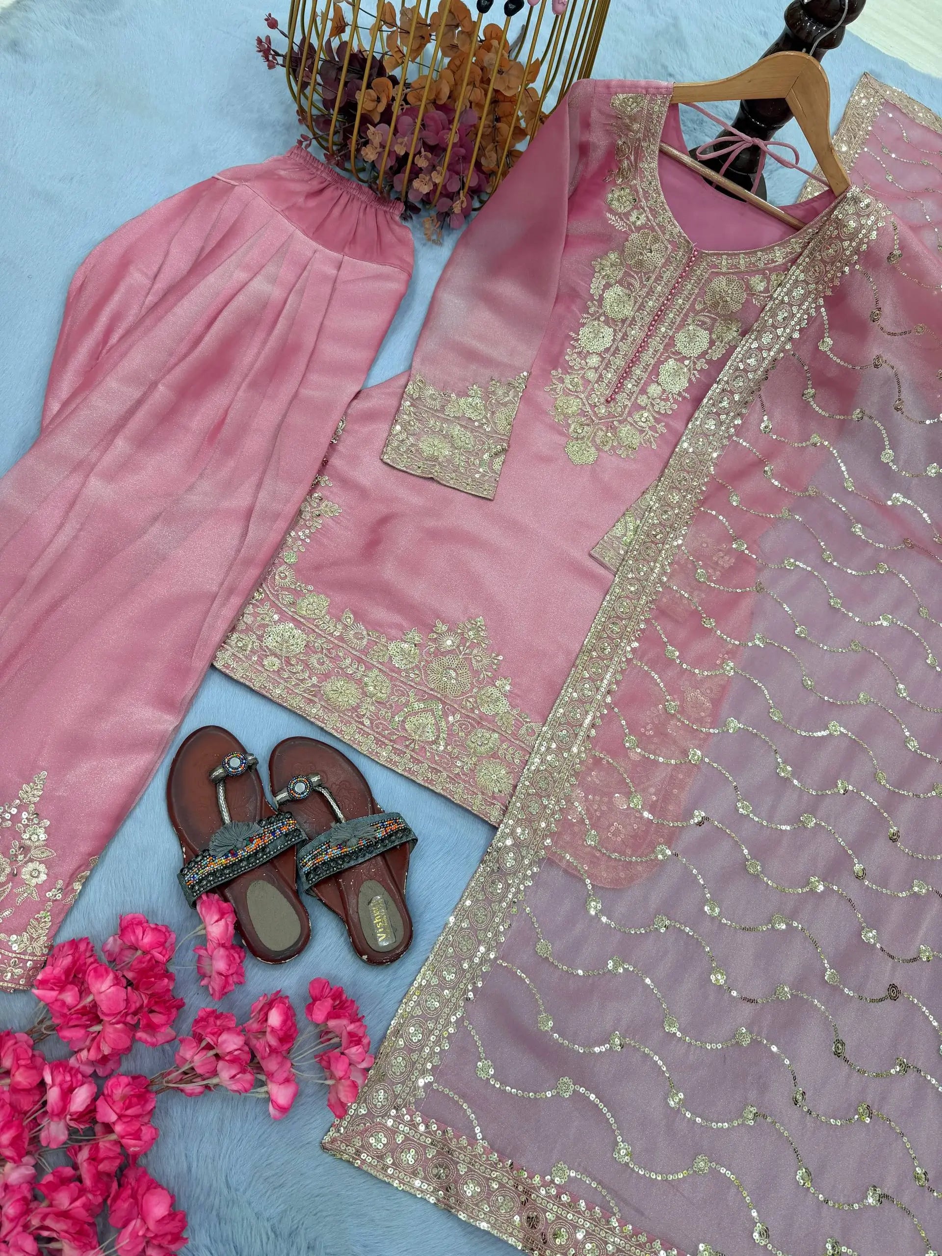 Moss Silk Kurta Farshi Palazzo Set