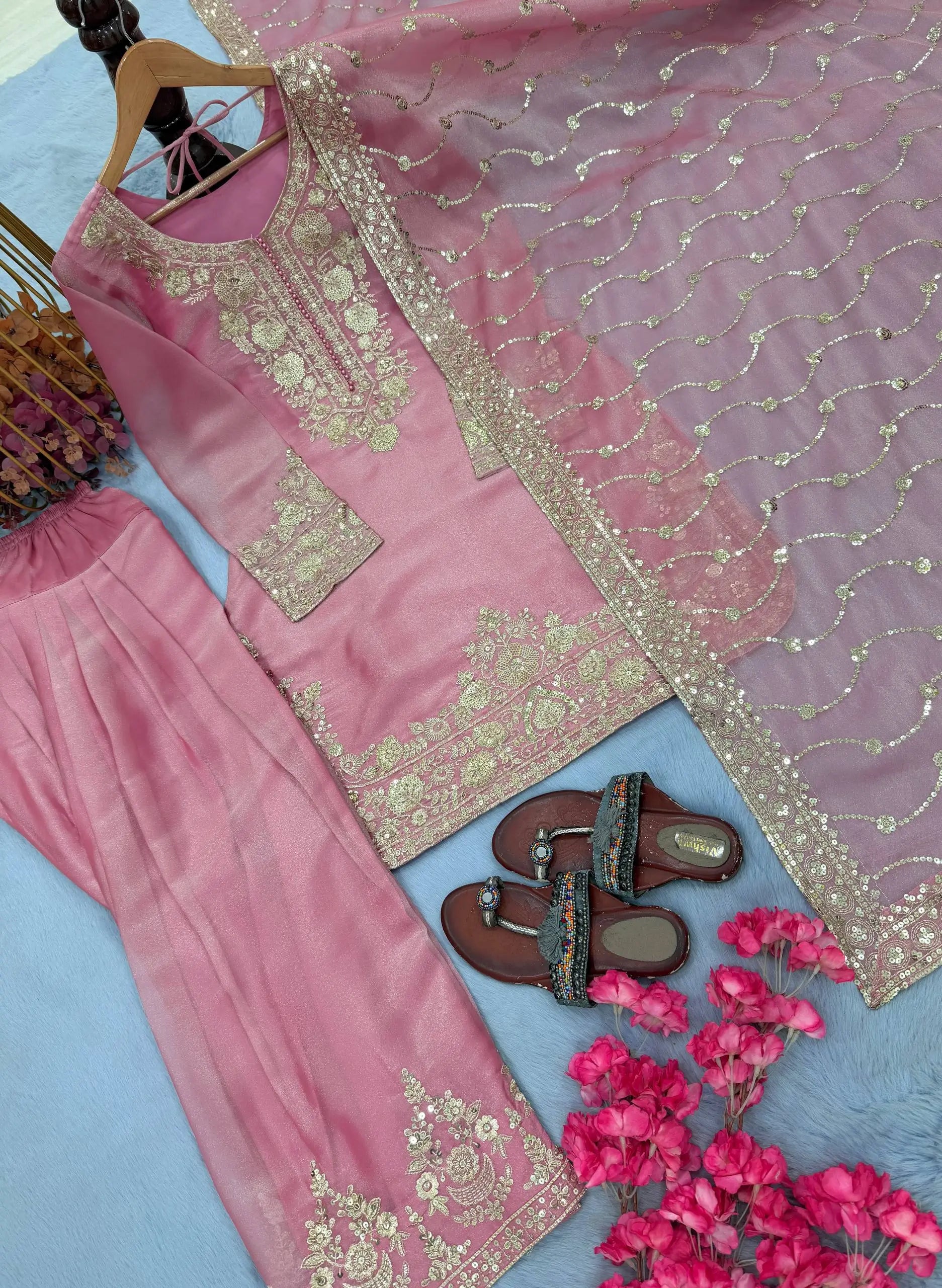 Moss Silk Kurta Farshi Palazzo Set