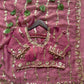 Moss Silk Leheriya Sequin Saree with Blouse