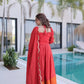 Mul Chanderi Anarkali Kurti Set with Dupatta for Festive and Wedding Wear