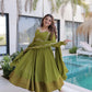 Mul Chanderi Anarkali Kurti Set with Dupatta for Festive and Wedding Wear