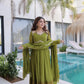 Mul Chanderi Anarkali Kurti Set with Dupatta for Festive and Wedding Wear