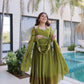 Mul Chanderi Anarkali Kurti Set with Dupatta for Festive and Wedding Wear