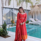 Mul Chanderi Anarkali Kurti Set with Dupatta for Festive and Wedding Wear