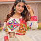 Multicolor Gamthi Work Cotton Lehenga Choli with Koti for Navratri and Festive Wear