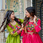 Multicolor Gamthi Work Cotton Lehenga Choli with Koti for Navratri and Festive Wear