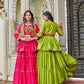 Multicolor Gamthi Work Cotton Lehenga Choli with Koti for Navratri and Festive Wear