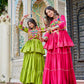 Multicolor Gamthi Work Cotton Lehenga Choli with Koti for Navratri and Festive Wear