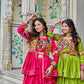 Multicolor Gamthi Work Cotton Lehenga Choli with Koti for Navratri and Festive Wear