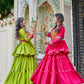 Multicolor Gamthi Work Cotton Lehenga Choli with Koti for Navratri and Festive Wear