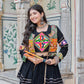 Multicolor Gamthi Work Cotton Lehenga Choli with Koti for Navratri and Festive Wear
