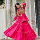 Multicolor Gamthi Work Cotton Lehenga Choli with Koti for Navratri and Festive Wear