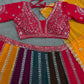 Multicolour Georgette Lehenga With Sequin Embroidery