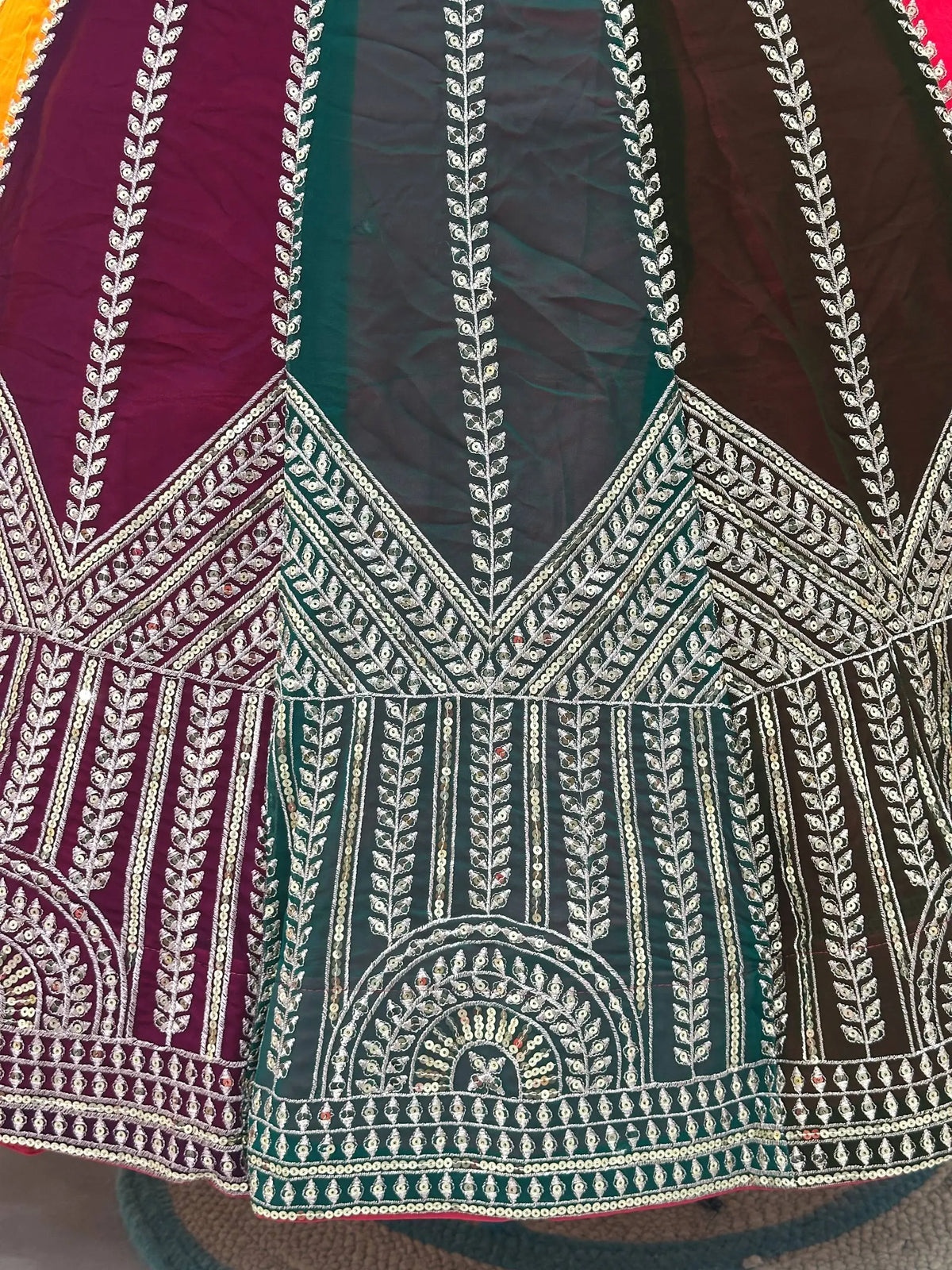 Multicolour Georgette Lehenga With Sequin Embroidery