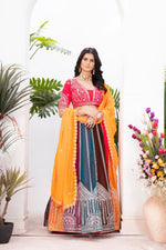Multicolour Georgette Lehenga With Sequin Embroidery
