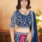 Multicolour Kali Lehenga With Heavy Zari Work