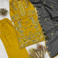 Mustard Bird Embroidered Kurti