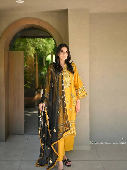 Mustard Bird Embroidered Kurti