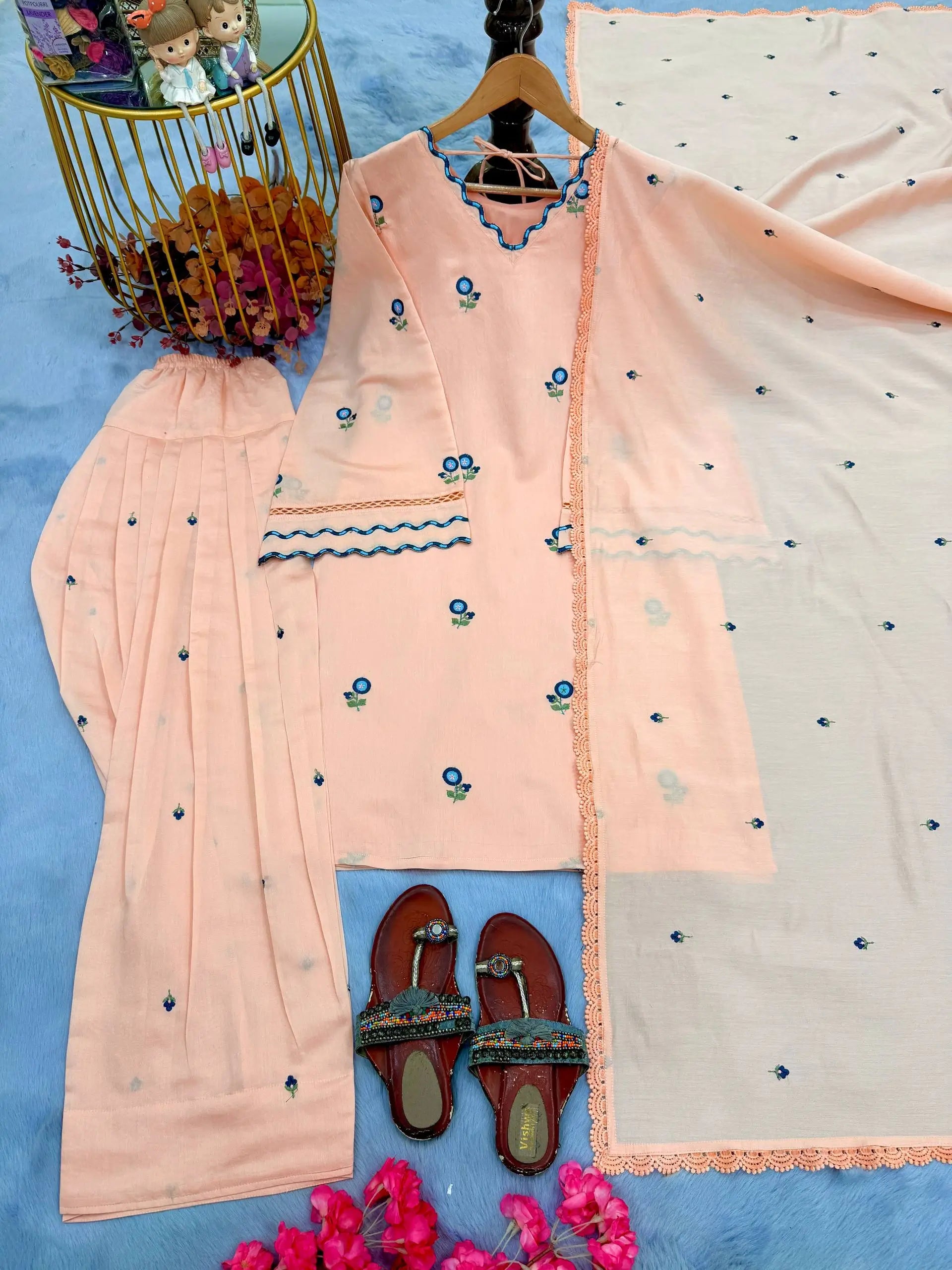 Mustard Chanderi Kurta Farshi Palazzo Set