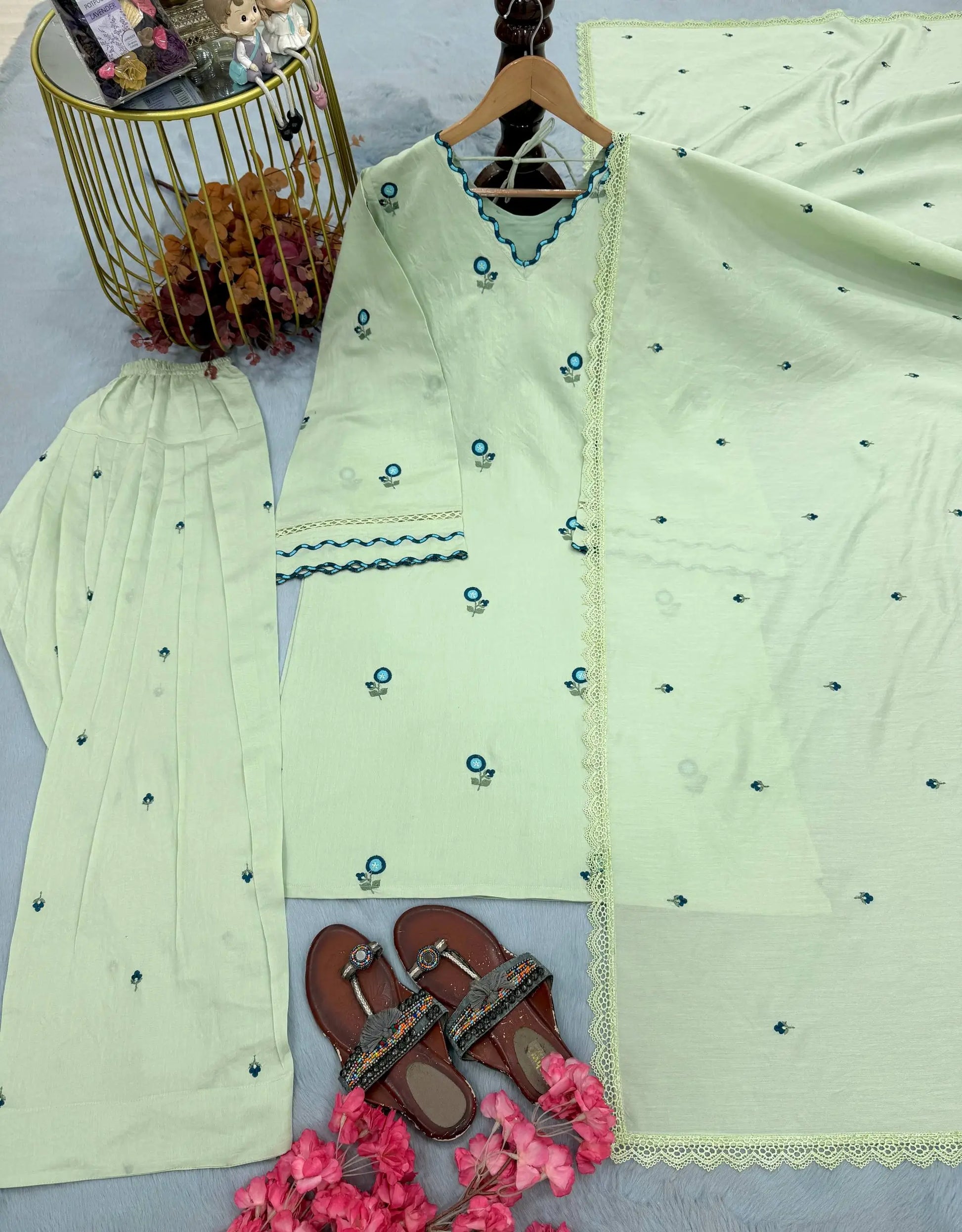 Mustard Chanderi Kurta Farshi Palazzo Set