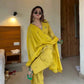 Mustard Chanderi Kurta Farshi Palazzo Set