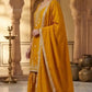 Mustard Chinnon Silk Embroidered Sharara Set