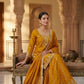 Mustard Chinnon Silk Embroidered Sharara Set