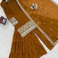 Mustard Faux Georgette Sharara Suit with Embroidered Dupatta