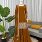 Mustard Faux Georgette Sharara Suit with Embroidered Dupatta
