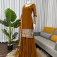 Mustard Faux Georgette Sharara Suit with Embroidered Dupatta