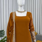 Mustard Faux Georgette Sharara Suit with Embroidered Dupatta