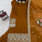 Mustard Faux Georgette Sharara Suit with Embroidered Dupatta