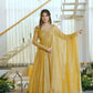 Mustard Foil Work Shimmer Gown