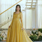 Mustard Foil Work Shimmer Gown