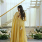 Mustard Foil Work Shimmer Gown
