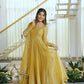Mustard Foil Work Shimmer Gown