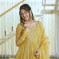 Mustard Foil Work Shimmer Gown