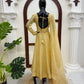 Mustard Foil Work Shimmer Gown